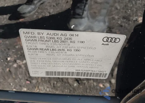 2014 Audi Q5 2.0T Premium from USA, damaged, VIN WA1LFAFP7EA118421